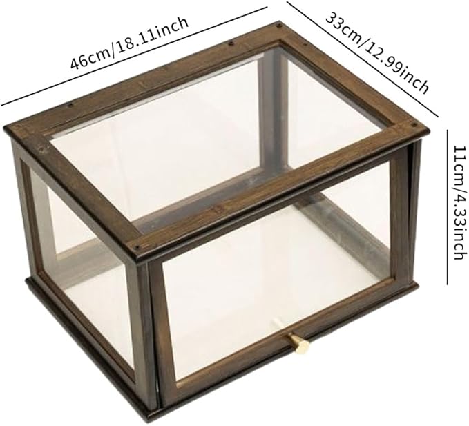 Bamboo Bread Box For Kitchen Countertop, Clear Acrylic Display Case, Bread Bin With Door, Acrylic Storage Containers For Bread, Handbag, Purse, Collectibles, Cosmetic (1)