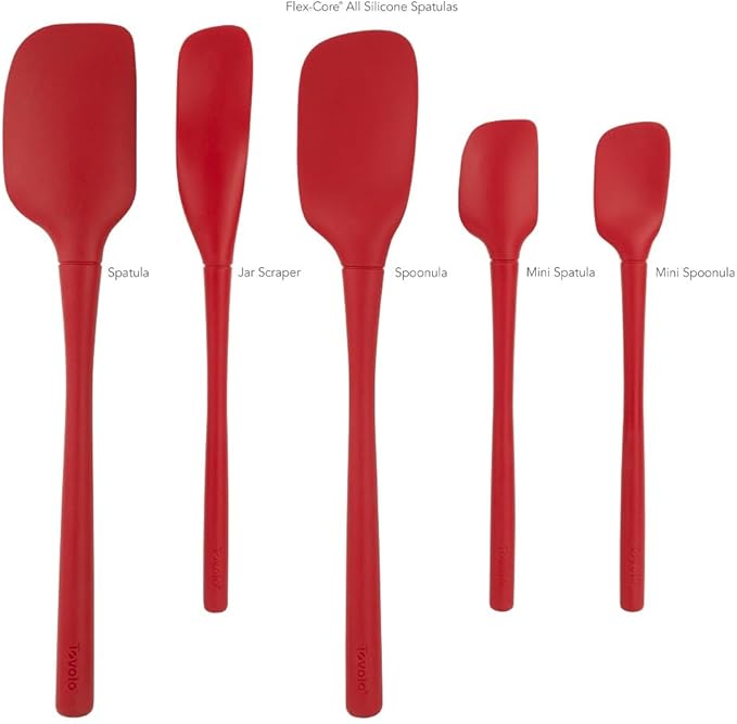 Flex-Core Spatula All Silicone High Heat Resistant 5 Piece Cooking Utensils Set - Includes Non-Stick Spatula, Spoonula, Jar Scraper, and Mini | BPA-Free Kitchen | Ergonomic Design