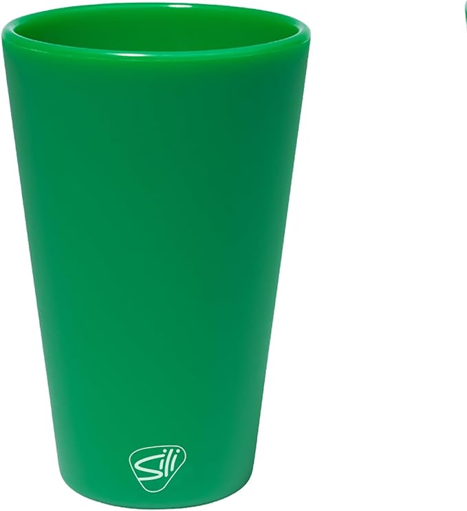 Silipint 16oz Silicone Pint Glass – Unbreakable BPA-Free Reusable Silicone Drinking Cup – Flexible Dishwasher Microwave & Freezer Safe – Stemless Glass for Coffee Smoothies (Classic Green)