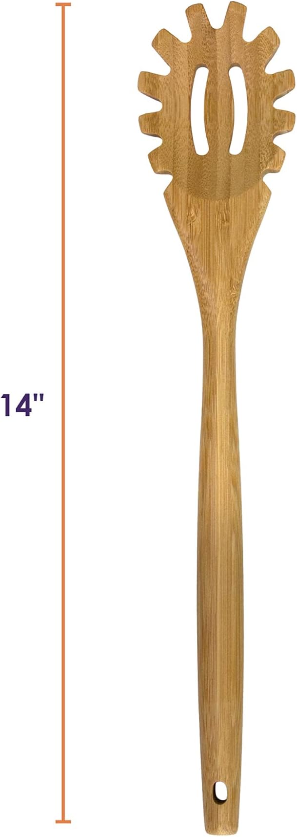 Totally Bamboo 14" Spaghetti Spoon – Natural Bamboo Pasta Server with Teeth | Eco-Friendly, Nonstick Safe, Durable Kitchen Utensil