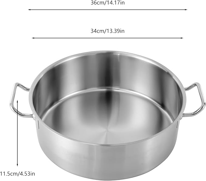 Stainless Steel Stock Pot - 11 Quart Stainless Steel Rondeau Pot w/Lid,Induction Cooking Pots,for Pasta, Soup, Spaghetti,for Canning, Boiling, Simmer, Silver
