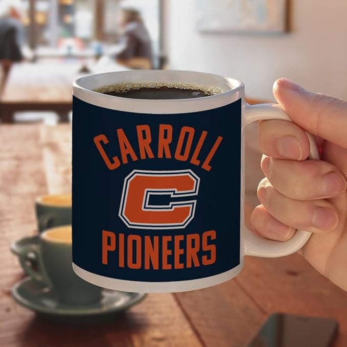 Carroll University Pioneers Logo Ceramic Coffee Mug, Novelty Gift Mugs for Coffee, Tea and Hot Drinks, 11oz, White
