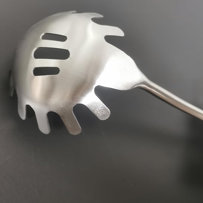 Pasta Spoon Server 304 Stainless Steel Slotted Spaghetti Ladle Kitchen Colander and Strainer Scoop Cooking Utensils Heat Proof Strong Sturdy Easy to Clean