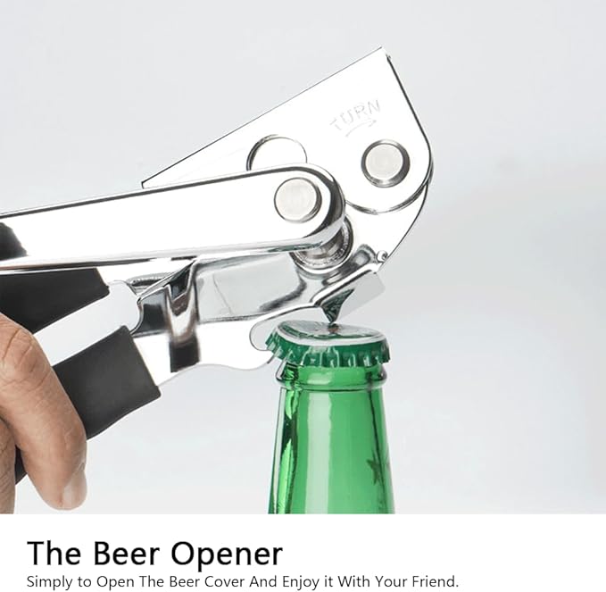 Smooth Edge Safety Cutter Manual Can Opener with Commercial Comfortable Crank Handle Heavy Duty Can Opener-Easy to Use (Heavy Duty Can Open)