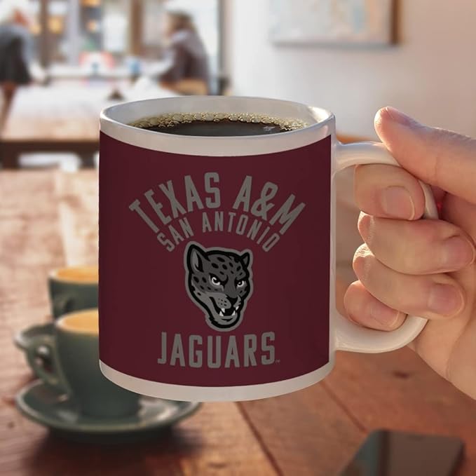 Texas A&M University-San Antonio Jaguars Logo Ceramic Coffee Mug, Novelty Gift Mugs for Coffee, Tea and Hot Drinks, 11oz, White