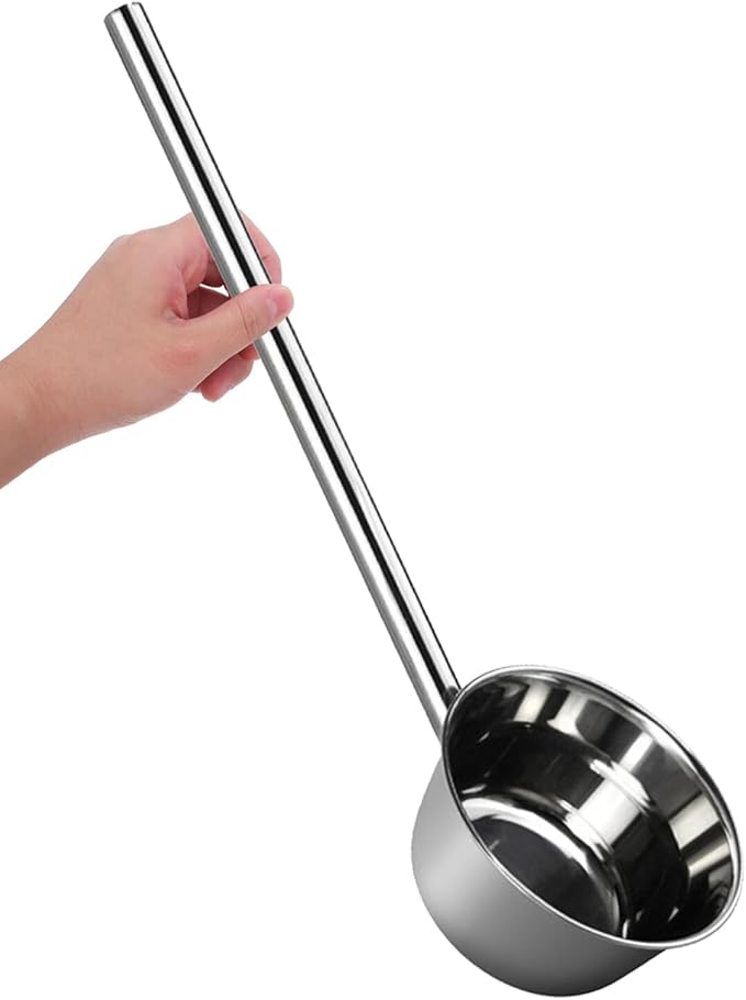 Vaguelly 1pc 58cm Long Handle Water Ladle, Stainless Steel Garden Watering Dipper Large Water Ladle Soup Spoon Oil Spoon Kitchen Ladle