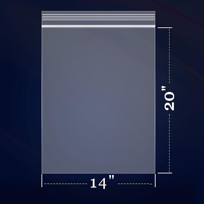 iMailer - 200 Pcs- 14" x 20" Large Clear Reclosable 2 Mil Zip Bags- 2 Gallon Zip Bags for Clothing, T-Shirts, Pants