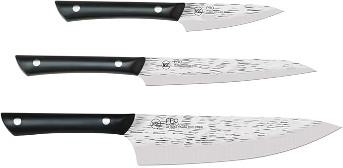 Kai PRO 3 Piece Starter Set, Includes 8" Chef, 3.5" Paring & 6" Utility Knives, Hand Sharpened Knife Set, Japanese AUS6M Stainless Steel Blades, Full-Tang POM Handles, NSF Certified