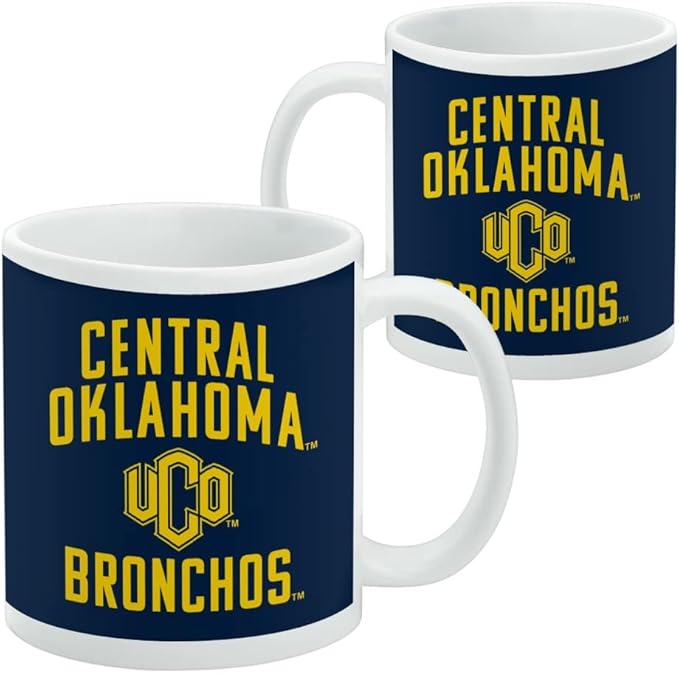 Central Oklahoma Bronchos Logo Ceramic Coffee Mug, Novelty Gift Mugs for Coffee, Tea and Hot Drinks, 11oz, White