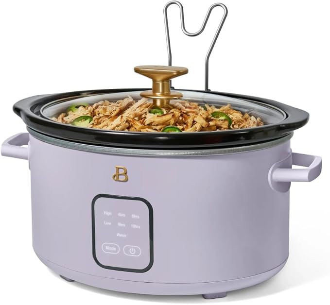 Beautiful 4-Quart Slow Cooker with Touch-Activated Display, Programmable Digital Controls, Removable Non-Stick Pot, Keep Warm Function, by Drew Barrymore (Lavender)