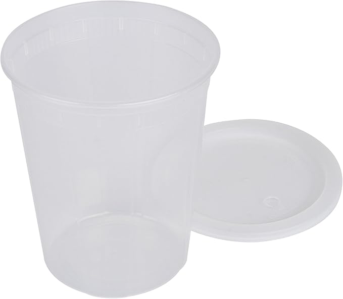 Restaurantware Plastic Food Container 100 Pack of 40 oz Clear Microwave-Safe Storage Container With Lid Leakproof Round Shape Disposable Freezer-Safe