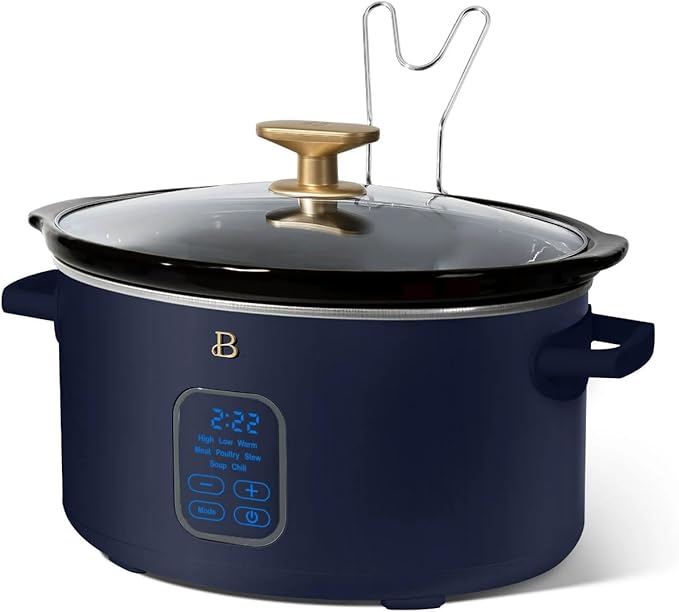 Beautiful 6 Qt Programmable Slow Cooker with Touch Control, Digital Timer and Keep Warm Function – Large Electric pot Capacity Kitchen Appliance by Drew-Barrymore (Starry Night Blue)