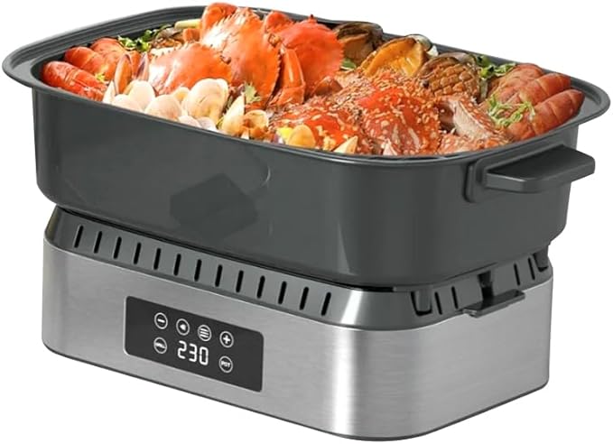 3-in-1 Air Fryer Oven, 6.32QT with See-Through Window, 4 Presets Touchscreen, Multi-Cooker for Air Frying, Roasting, Baking, Dehydrate, Reheat & Stewing, Turbo Crisp Technology, No Flip Needed