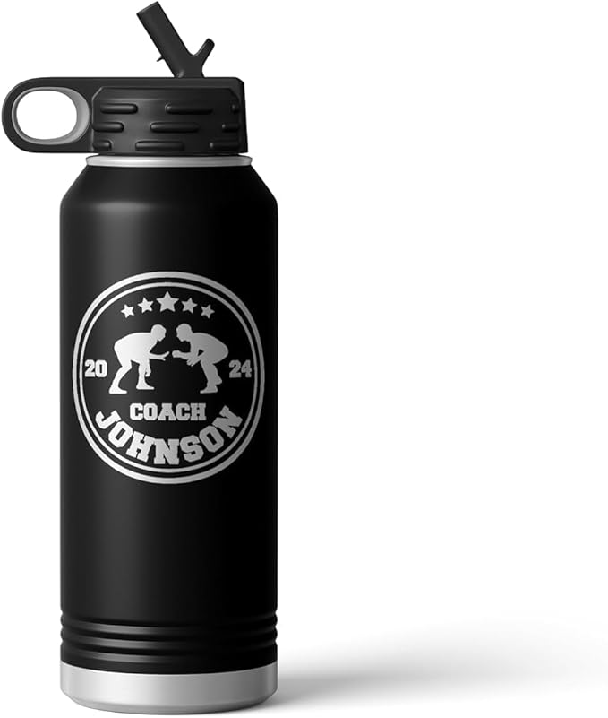 Wrestling Coach gifts, Tumbler, Coach tumbler, Wrestling gifts, Coach Beer glass, Coach gift, Coach gifts, Wrestling Coach (Wrestling Circle, Black, 32oz Water Bottle)
