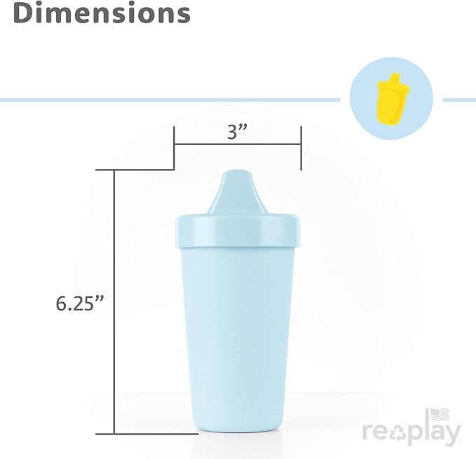 Re-Play Spill-Proof Sippy Cups - Reusable 10 Oz Set of 4, Dishwasher & Microwave Safe, Made in USA, Meadow