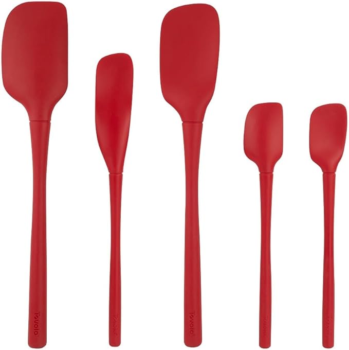 Flex-Core Spatula All Silicone High Heat Resistant 5 Piece Cooking Utensils Set - Includes Non-Stick Spatula, Spoonula, Jar Scraper, and Mini | BPA-Free Kitchen | Ergonomic Design