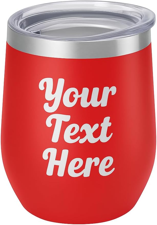 Gifts Inscribed Personalized Wine Tumbler with Lid – Red Custom Text Engraved Stainless Steel Insulated Mug for Hot & Cold Drinks – Customized Bridesmaid, Wedding, or Birthday Gift
