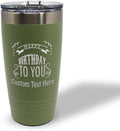 Custom Tumblera Tumblers Travel Mugs Happy Birthday to You A Alphabet & Monograms Birthday Insulated Drinkware Stainless-Steel 20 Oz Forest Green Personalized Text Here