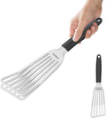 Fish Spatula Stainless Steel, Metal Spatula for Cast Iron Skillet, Slotted Turner with Silicone Handle for Cooking, Grilling, Flipping, Egg, Cookie, Pancake and Burger (Large, 13.5 Inch)