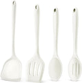 P&P CHEF Kitchen Utensil Set, 4 Pieces Non-stick Silicone Cooking Utensils, Heat-resistant Slotted Solid Spoon Turner for Frying, Mixing, Serving, Non-toxic & Easy to Clean, White