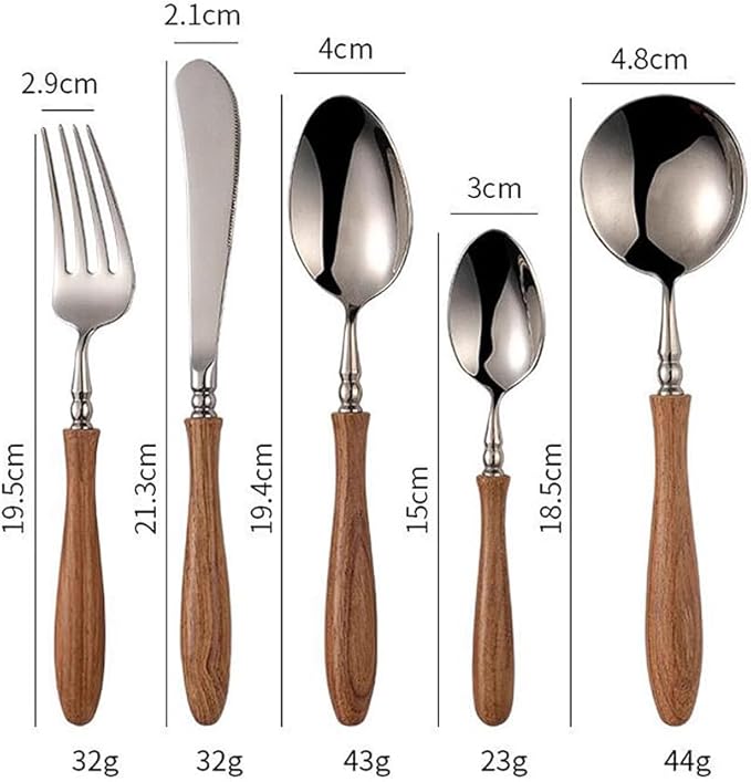 30 Piece Silverware Set Service for 6,Premium Wooden Handle Stainless Steel Flatware Set Home Include Fork Knife Spoon Set Gift Package for Christmas and Thanksgiving（Light Brown）