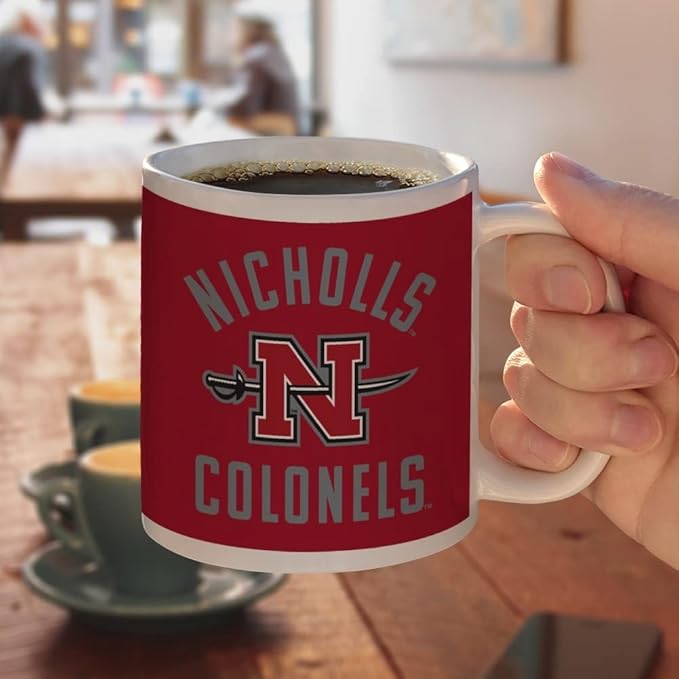Nicholls State University Colonels Logo Ceramic Coffee Mug, Novelty Gift Mugs for Coffee, Tea and Hot Drinks, 11oz, White