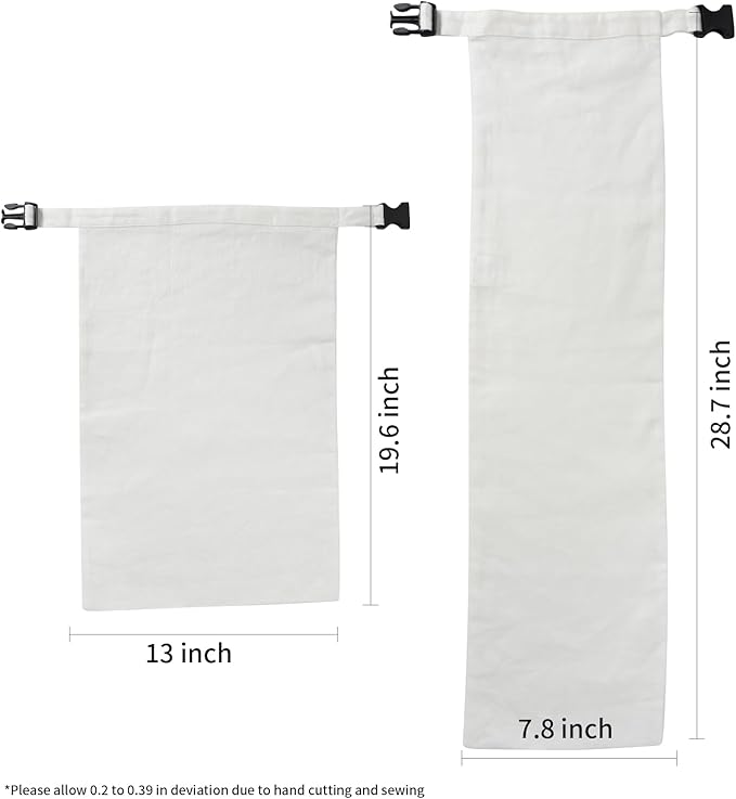 2 Pack 100% Linen Bread Bags for Homemade Bread Sourdough 13 x 19.6 Inch Reusable Bread Storage Bag 7.8 x 28.7 Inch for large Baguette (White)