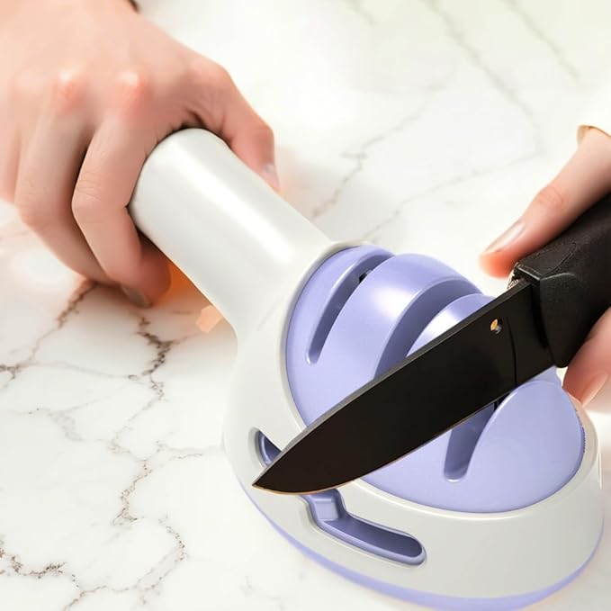 Knife Sharpener for Kitchen,Handheld Sharpener for Repairing and Polishing Kitchen Knives,Manual Sharpener Suitable for Various Kitchen Knives (Blue)