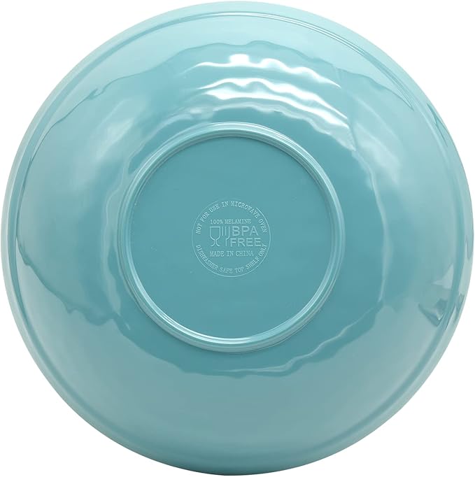 Gourmet Art Crackle 8.1" Melamine Salad and Pasta Bowls - Aquamarine 32 oz Set of 4