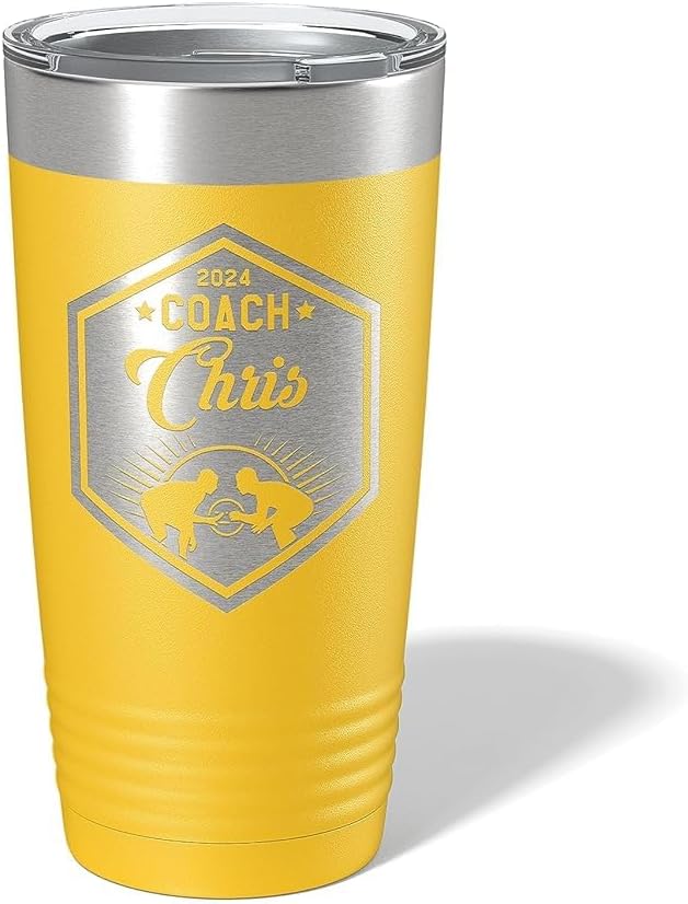 Wrestling Coach gifts, Tumbler, Coach tumbler, Wrestling gifts, Coach Beer glass, Coach gift, Wrestling Coach, Coach gifts, Wrestling Coach (Wrestling Circle, Yellow, 20oz Tumbler)
