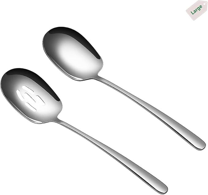 2 Pieces Large Serving Spoons Foodgrade 18/8 Stainless Steel Serving Spoons Set Serving Spoon for Buffet Salads Pasta Platters Mashed Potatoes Etc - 11.5 inches