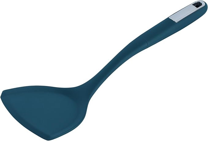 Restaurantware Silicone Utensil Set Pack of 1 Non-Slip Handle 6-Piece Kitchen Tool Set, Heat-Resistant Dishwasher-Friendly Cooking Accessories, Durable Teal Cooking Utensils
