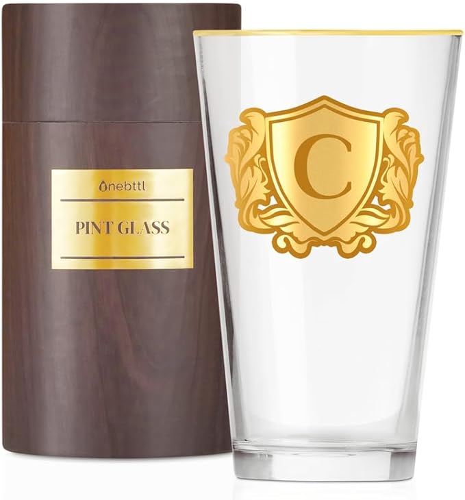 Onebttl Personalized Pint Glass for Men, Custom Alcohol Gifts for Beer Lovers, Unique Birthday, Christmas Gifts for Him, Dad, Husband, Boyfriend, C