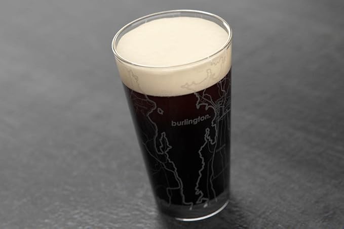 Well Told Engraved Burlington Vermont Map Pint Glass, Etched Beer Gift (16 oz, Clear) City Map Pint, Custom City Glassware, Gifts For Beer Lovers