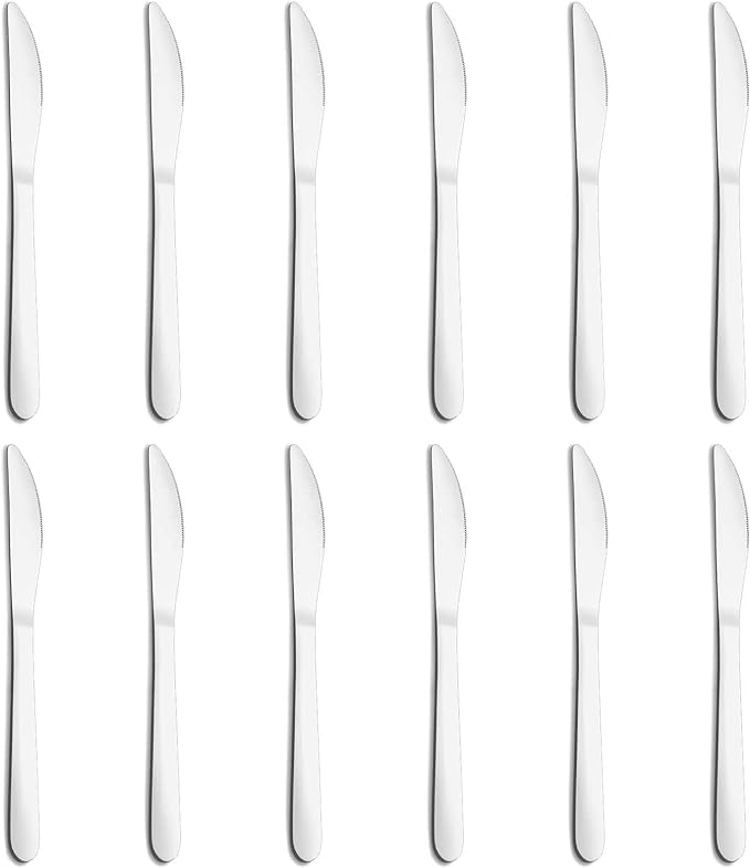 12-Piece Dinner Knives Set, Knife Set (9 Inches), Table Knife, Food Grade Stainless Steel Butter Knives, Knife Silverware for Home/Restaurant/Kitchen, Dishwasher Safe & Mirror Polished