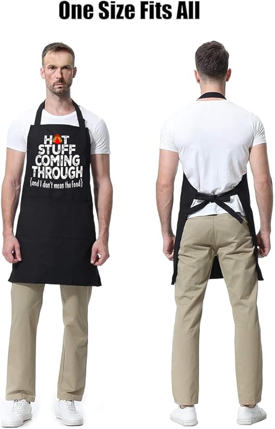 Funny Grilling Aprons for Men with Pockets BBQ Novelty Cooking Apron for Son Grandad Christmas Fathers Day Gift