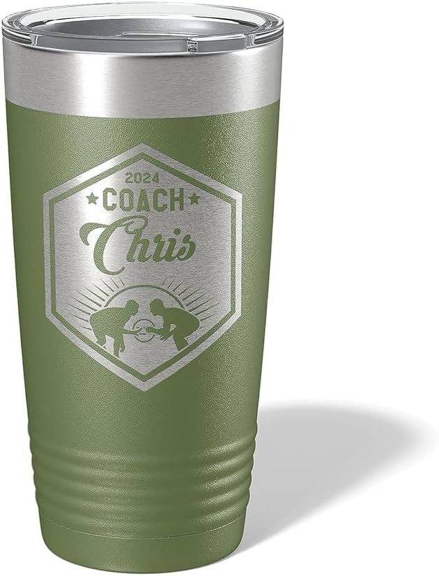 Wrestling Coach gifts, Tumbler, Coach tumbler, Wrestling gifts, Coach Beer glass, Coach gift, Wrestling Coach, Coach gifts, Wrestling Coach (Wrestling Hexagon, Olive, 20oz Tumbler)