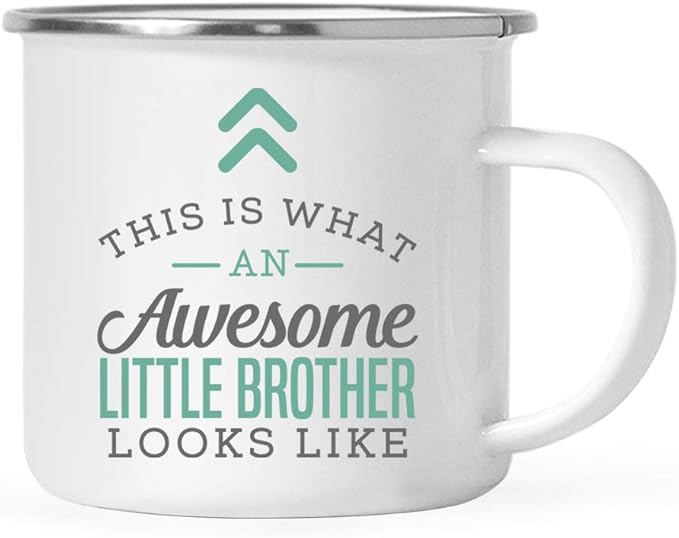 Andaz Press 11oz. Stainless Steel Campfire Coffee Mug Gift, This is What an Awesome Little Brother Looks Like, 1-Pack, Birthday Gift Ideas Coworker Him Her, Includes Gift Box