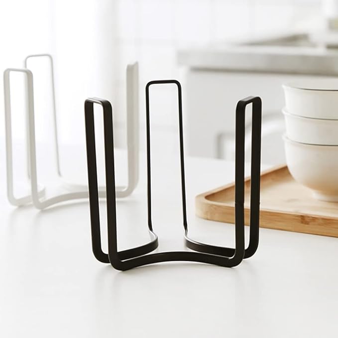 Dinnerware Bowl Plate Holder Fit for 6.5 Inches Diameters Bowl, Metal Bowl Storage Dying Display Rack for Kitchen Drawer, Countertop, Cabinet, Shelf, Cupboard (Black, Small 4PCS)