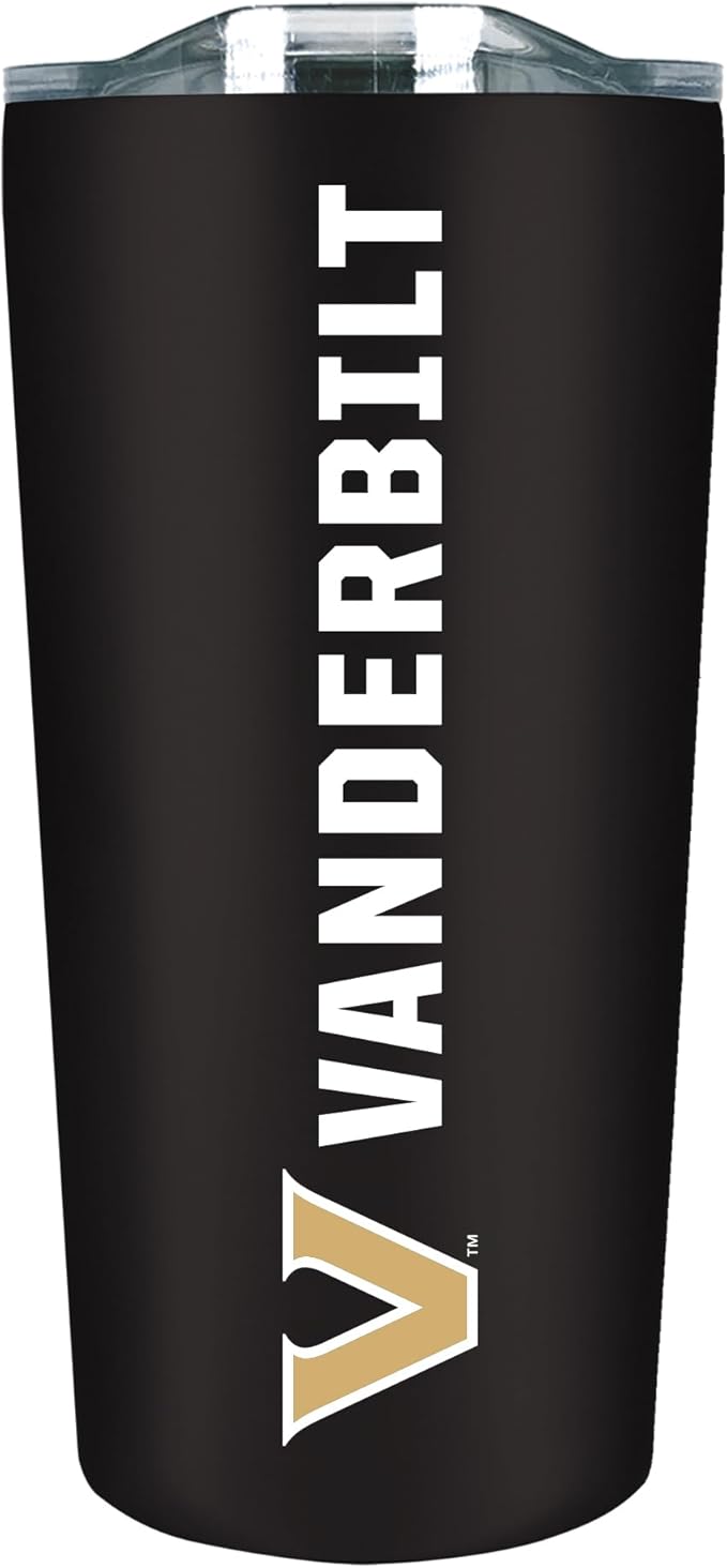 Campus Colors NCAA Stainless Steel Tumbler perfect for Gameday - 18 oz - Double Walled - Keeps Drinks Perfectly Insulated (Vanderbilt Commodores - Black)