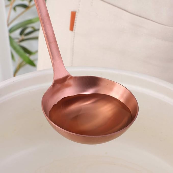 Buyer Star 2 Pcs Soup Ladle Spoons, Rose Gold Cookware Serving Long Handle Steel Slotted Spoon Cooking Utensil Set for Hotpot