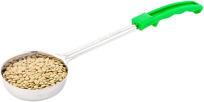Restaurantware Met Lux 4 Ounce Portion Ladle 1 With Green Handle Portion Serving Spoon - Does Not Corrode Dishwashable Stainless Steel Portion Control Serving Utensil Multipurpose