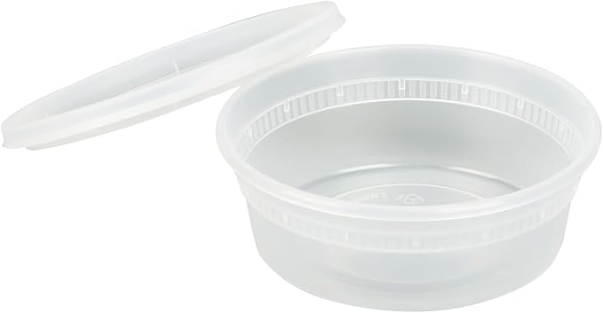 Restaurantware-Asporto 8 Ounce Deli Containers With Lids, 100 Microwavable Round Soup Containers - Clear Plastic Lids Included, Do Not Contain BPA, Clear Plastic Soup Containers, Disposable