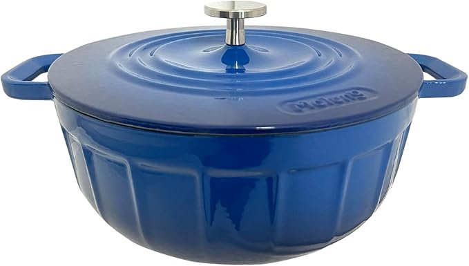 5 Quart Enameled Cast Iron Dutch Oven with Lid - round pot with lid – blue dutch oven - Enamel pot(Skydeep Blue)