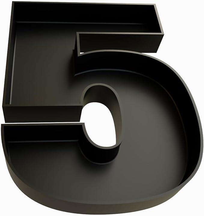 Hard Plastic Reusable Fillable Letters Numbers Serving Trays for Party Decoration (5, Black)