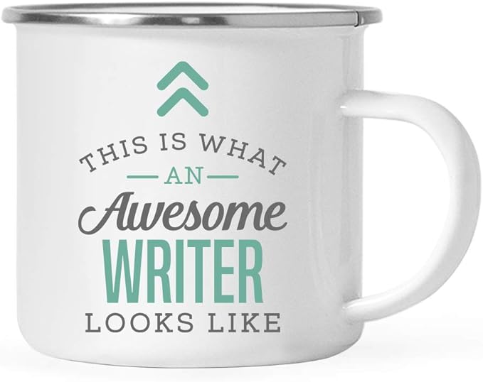 Andaz Press 11oz. Stainless Steel Campfire Coffee Mug Gift, This is What an Awesome Writer Looks Like, 1-Pack, Birthday Gift Ideas Coworker Him Her, Includes Gift Box