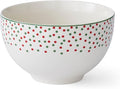 Spode Christmas Tree Polka Dot Rice Bowl - 6-Inch Porcelain Soup Bowls for the Holidays, Christmas Kitchen Bowls for Rice, Dessert, Cereal, Noodles, and Pasta, Dishwasher and Microwave Safe