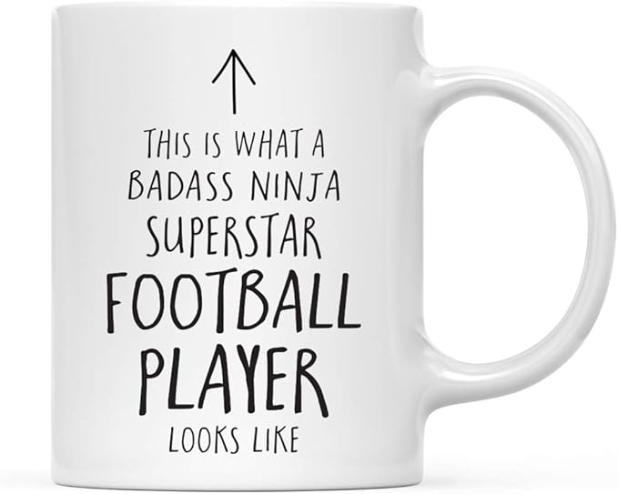 Andaz Press Funny 11oz. Ceramic Coffee Tea Mug Gift, This is What a Badass Ninja Superstar Football Player Looks Like, 1-Pack