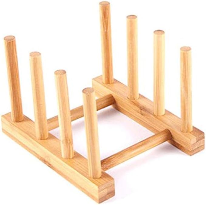 YWSHF Bamboo Wooden Dish Rack Dishes Drainboard Drying Drainer Storage Holder Stand Kitchen Cabinet Organizer for Dish,Plate,Bowl,Cup Pot,Lid,Book