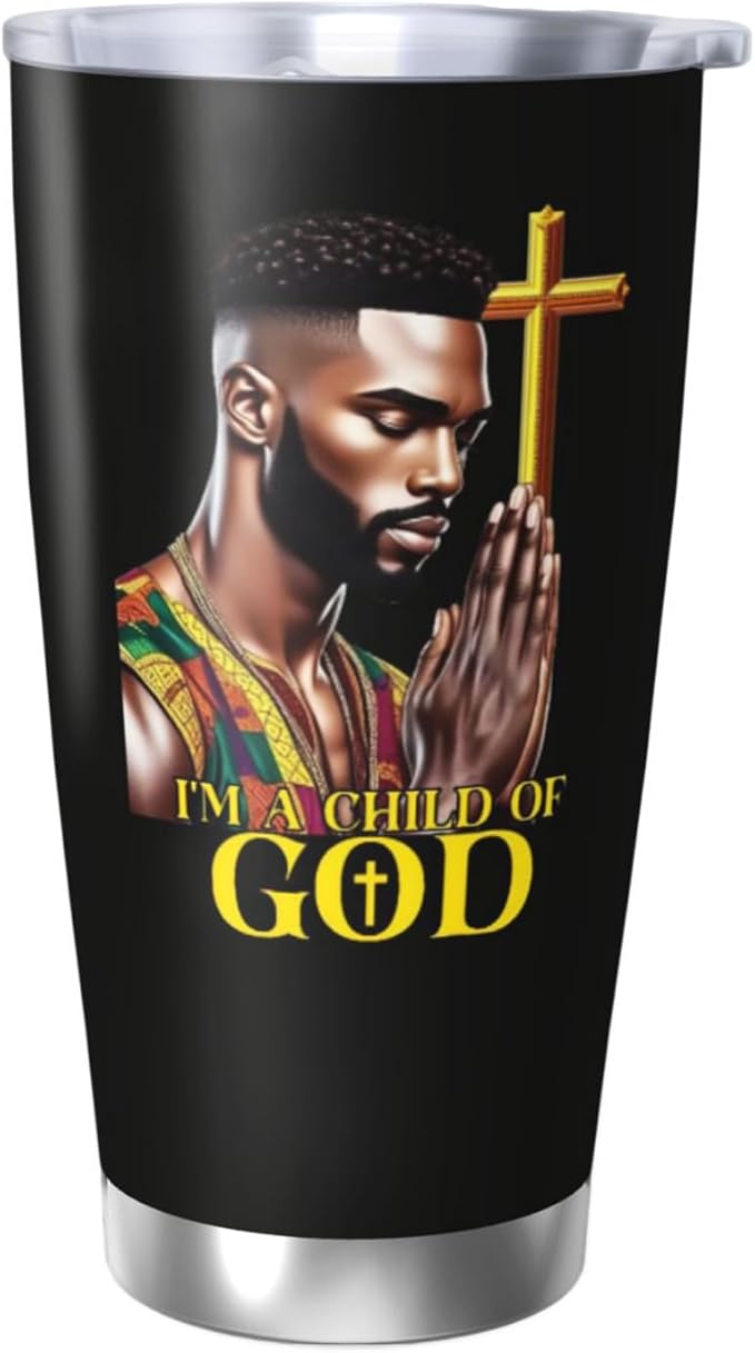 Africian American Christian Gifts for Men, Religion Gift Black Man Coffee Mug, Afro Black Dad Gift Travel Mug, 20oz Coffee Tumbler, Christian Tumbler for Men Faith